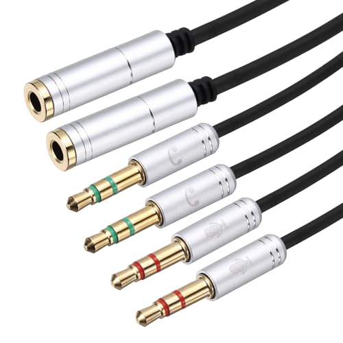 MECCANIXITY 3.5mm Splitter Female to 2 Dual 3.5mm Male Y Jack Splitter for Headphone Mic Audio PC Laptop Gaming Headsets, 3.3ft, Gray - color: Gray, size: 3.3ft