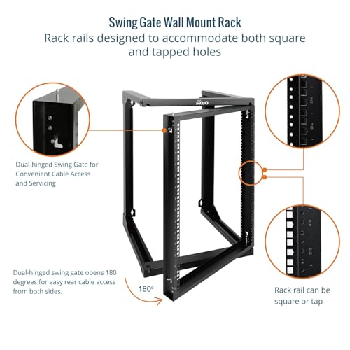 Tecmojo 15U Server Rack with Swing Gate, 15U Rack for 19inch Computer/AV/Data/IT/Media Equipment, Wall Mount Server Rack with 18inch Depth, Square&Tapped Holes - size: 15U/18" Depth (New)