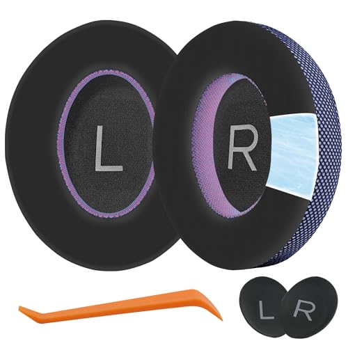 Upgraded Replacement Ear Pads for Bose 700 Noise Cancelling (NC700) - Cooling Gel Replacement Ear Pads, Ice Silk Fabric Memory Foam, Added Thickness, Extra Durable Ear Cushions–Black/Purple - color: Black/Purple