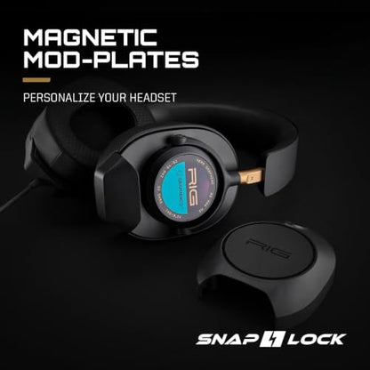 RIG R5 Spear MAX HD Wired PC Gaming Headset | 40mm GrapheneQ™ 드라이버, USB-C 오디오 DAC, 돌비 애트모스 3D 오디오, 탈착식 노이즈 캔슬링 마이크, 메모리 폼 - 3.5mm 및 USB-C - color: 블랙.