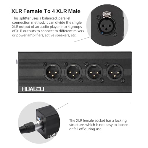 3Pin XLR 1 Female to 4 Male Splitter,4Way XLR Single Input to Four Output Parallel Connection Adapter,One Input to 4 Output Audio DMX Adapter - color: XLR 1 F TO 4M Adapter