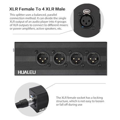 3Pin XLR 1 Female to 4 Male Splitter,4Way XLR Single Input to Four Output Parallel Connection Adapter,One Input to 4 Output Audio DMX Adapter - color: XLR 1 F TO 4M Adapter