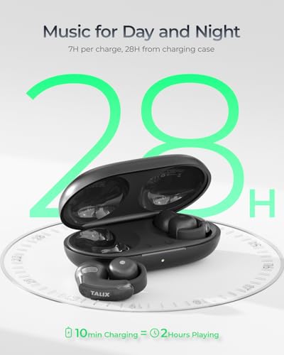 TALIX Open Ear Clip-On Wireless Bluetooth Earbuds AuraHalo G1, Black | 4-Mic Clear Calls, Rich Bass, Roller-Inspired Design, Reduced Sound Leakage, IPX4 Water Resistant, Touch Control - color: Black