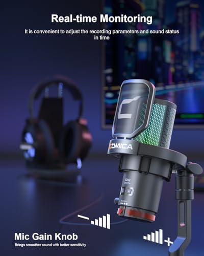 COMICA Ejoy Uni(D) USB Gaming Microphone with Noise Reduction, RGB Lights - color: Black