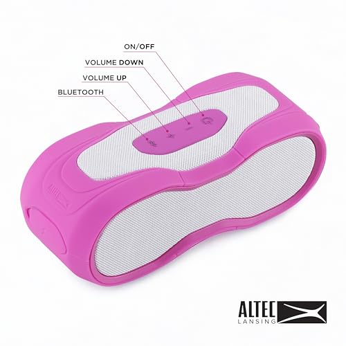 Altec Lansing - Portable Bluetooth Speaker, Waterproof IP67 - color: Barbie Pink/White, size: Medium