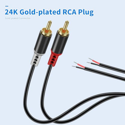 RCA to Speaker Wire Adapter, 2 Bare Wire Speaker Cables to RCA Plug Adapter Repair Speaker Wire for Speaker Amplifier Audio Video AV Receiver TV Subwoofer - 20AWG, 6.6FT - size: 6.6FT