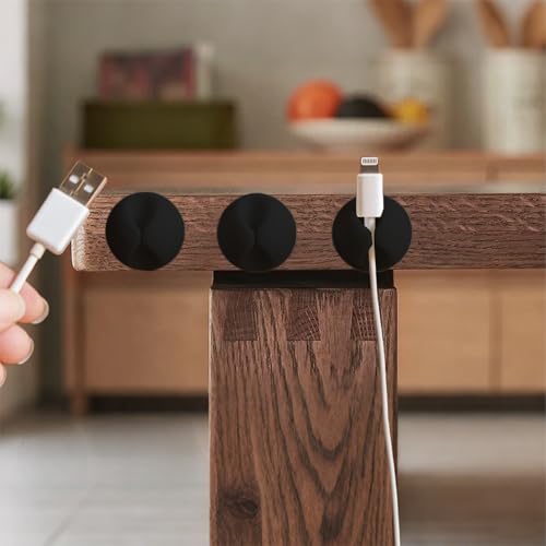 3PCS Cable Clips for Desk Wire Management Adhesive Cord Holders USB Charging Cables Office Home Nightstand Organization Use - color: 3pcs-black