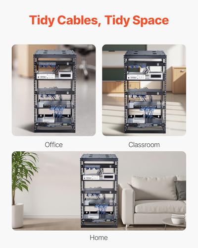 VEVOR 20U Server Rack, Open Frame Network Rack,4-Post Floor Standing or Wall Mounted, Includes 2PCS Vented 1U Rack Shelves & Mounting Hardware, Computer Wall Rack for 19" IT/AV Equipment - size: 20U Server Rack