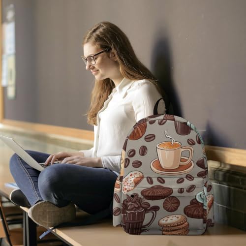 Travel Backpack for Women Men Carry On Backpack Coffee Collection Laptop Bag Lightweight Casual Daypack - color: Coffee and Sweets Sugar Chocolate