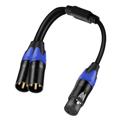 XLR Splitter Cable, (11.8 Inches) 1 Female to 2 Male Patch Y Cable, Balanced Microphone Splitter Cord Audio Adaptor for Stero Mic to L&R Audio Track - size: 0.98 ft, 1-Pack