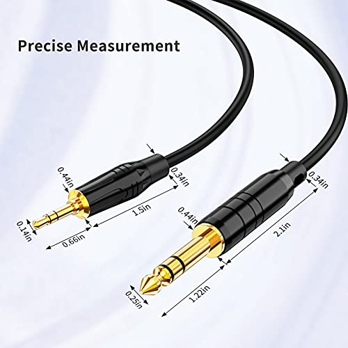 1/8 to 1/4 Stereo Bidirectional 6.35mm 1/4" to 3.5mm 1/8" TRS Guitar Cord | 6.35mm Male to 3.5mm Male Audio Aux Cable forLaptop, Home Theater Devices, Keyboard Piano,Speaker and Amplifier 3.6~16ft - size: 16Feet