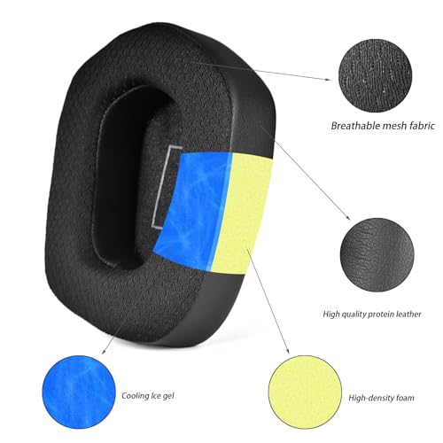 Defean Cooling Gel Earpads for Logitech G733 G335 Headset-Black