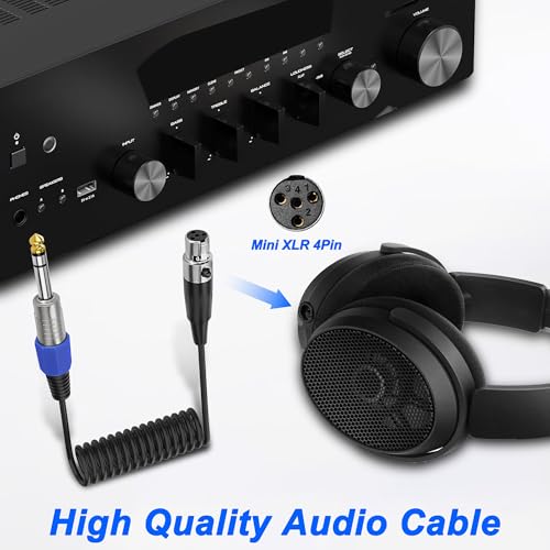 XMSJSIY 6.35mm TRS to Mini XLR TA4F Connector Cable -0.5M/1.6FT | 1/4" TRS Plug to 4-Pin Mini XLR Female Headphone Audio Stereo Sprial Coiled Cable Mic Cord for Mixer Guitar Mixer - style: mini XLR 4pin