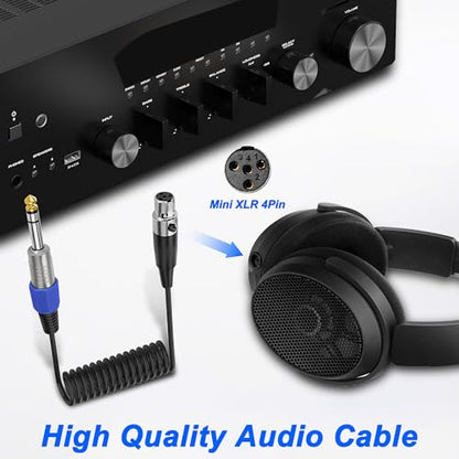 XMSJSIY 6.35mm TRS to Mini XLR TA4F Connector Cable -0.5M/1.6FT | 1/4" TRS Plug to 4-Pin Mini XLR Female Headphone Audio Stereo Sprial Coiled Cable Mic Cord for Mixer Guitar Mixer - style: mini XLR 4pin