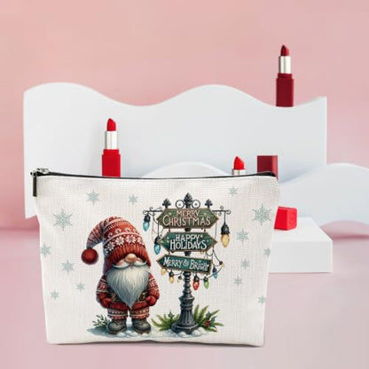 Christmas Gnome Makeup Bag, Christmas Gnomes Gifts for Women Cosmetic Bag - color: Christmas Gnomes