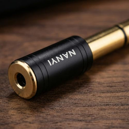 NANYI 1/4 to 3.5mm Headphone Adapter, 6.35mm Male to 3.5mm Female, 1-Pack | 1/8" Female to 1/4" Male TRS stereo Audio Adapter; brass body; copper contacts; fits amp guitar piano keyboard mixer; black