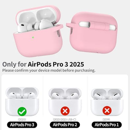 RFUNGUANGO AirPods Pro 3 Case Silicone Protective Cover, Pink | Compatible with AirPods Pro 3rd Generation, Wireless Charging Compatible with Cleaning Kit & Keychain - color: B-Pink, size: AirPods Pro 3 Case