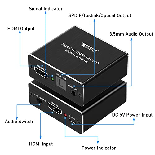 Tendak 4K 30Hz HDMI Audio Extractor, HDMI Audio Splitter