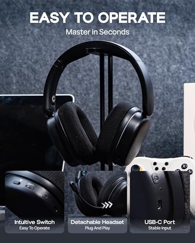 EPOMAKER X Aula G7 Pro Wireless Gaming Headset, Dual Mode BT5.3 & 2.4GHz - color: Black