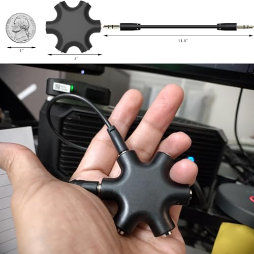 5-Jack Audio Headphone Splitter 5 Way for 3.5mm Devices Multi Earphone Splitter Adaptor 5 Ports Female Connector Adapter (2 Packs) - size: 2 packs