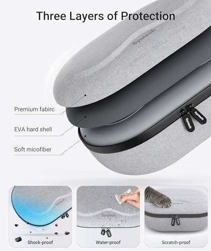 Syntech Hard Carrying Case for Apple Vision Pro M5/M2 & Accessories - Gray | Multi-Layer Shell with Precise Inner Tray, Free Lens Cover, Fits Battery, Solo Knit Band & Accessories, Compact Travel Design