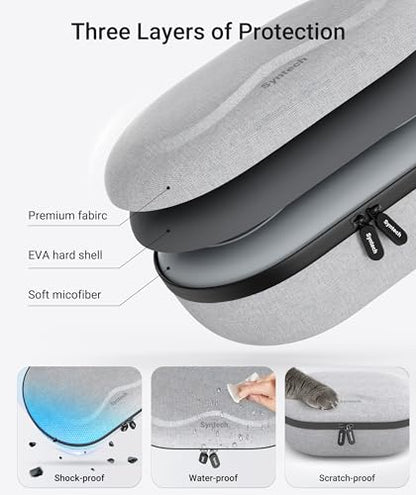 Syntech Hard Carrying Case for Apple Vision Pro M5/M2 & Accessories - Gray | Multi-Layer Shell with Precise Inner Tray, Free Lens Cover, Fits Battery, Solo Knit Band & Accessories, Compact Travel Design