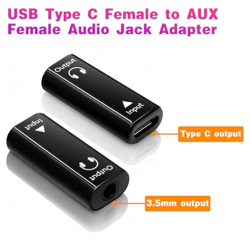 Poyiccot USB C to 3.5mm Headphone Jack Adapter 1-Pack, USB C Female to Aux Female Adapter, USB-C to AUX 3.5mm Converter HiFi Stereo DAC Headphone Jack for iPhone 15, Galaxy, Laptop, Black - style: 1 Pack Female to Female Black