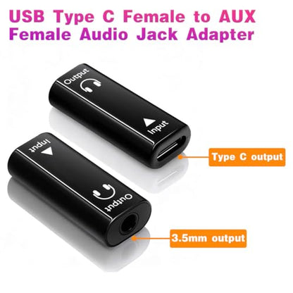 Poyiccot USB C to 3.5mm Headphone Jack Adapter 1-Pack, USB C Female to Aux Female Adapter, USB-C to AUX 3.5mm Converter HiFi Stereo DAC Headphone Jack for iPhone 15, Galaxy, Laptop, Black - style: 1 Pack Female to Female Black