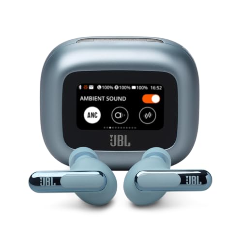 JBL Live Beam 3 - True Wireless Noise-Cancelling Stick-Closed Earbuds, 48Hrs Total Playback, Wireless Charging, 6 Mics for Perfect Calls, Multi-Point Connection, IP55 Waterproof and dustproof (Blue) - color: Blue