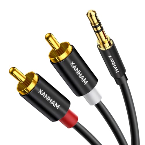 3.5mm to 2RCA Adapter Cable 3.3 Feet /1m Aux TRS 1/8 Inch Jack to 2 RCA Male to Male Y Splitter Cord for Hi-Fi System, Phone, Speaker, MP3, Tablet, HDTV - size: 3.3 Feet/1m