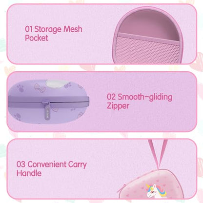 Kids Headphones Case for Folding Headphone, Xiaoma Powder(Case Only) | Compatible with iClever BTH12/HS19/BTH26/JoySpark-T5/Candy Bila BH03/EarFun/IMYB/MIDOLA MD-B01/noot Products Kids Headphones - color: Xiaoma Powder