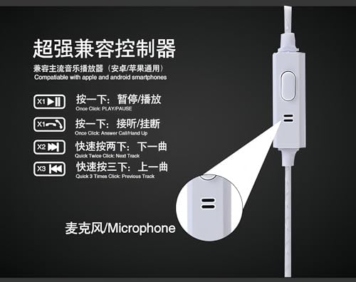CE10S in-Ear Headphones, Noise Isolating, HiFi Stereo with Mic, Compatible with Smartphones (White)