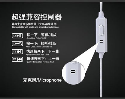 CE10S in-Ear Headphones, Noise Isolating, HiFi Stereo with Mic, Compatible with Smartphones (White)
