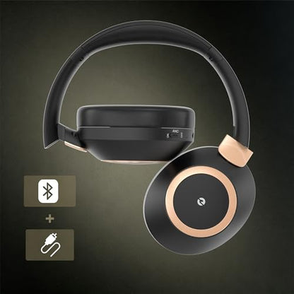 Active Noise Cancelling Headphones, 100H Playtime Headphones Wireless Bluetooth, Bluetooth Headphone with Mic, Over Ear Wireless Headphone with Deep Bass,Fast Charging for Travel - color: Black