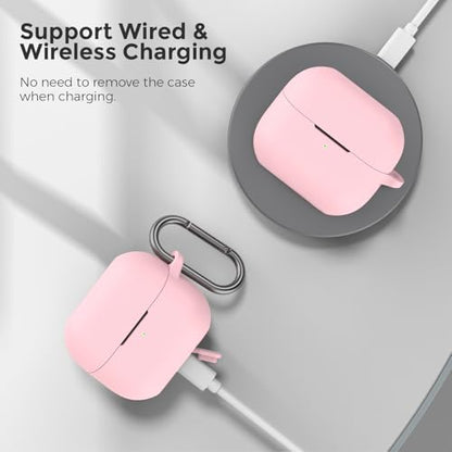 AhaStyle Silicone Case for Samsung Galaxy Buds 3 FE (2025) / Galaxy Buds3 Pro and Galaxy Buds 3 (2024) Shockproof Full Protective Skin Case Cover Compatible with Samsung Galaxy Buds3 Series (Pink) - color: Pink