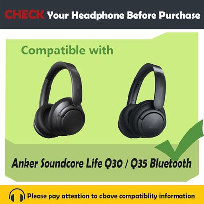 Earpads and Headband Replacement Compatible with Anker Soundcore Life Q30 / Q35 Bluetooth Headphones Ear Pads with Softer Protein Leather/Memory Foam