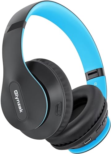 Wireless Bluetooth Headphones Over Ear V6.0 HiFi Stereo with Mic | 65H Playtime 6EQ Modes Foldable Bluetooth Headset with Microphone for Travel Smartphone Computer Laptop Blue - color: Blue