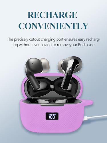 Case Cover for tozo T20 Wireless Earbuds Bluetooth Headphones,Full Protective Silicone Case with Keychain Cover,Shockproof and Wireless Earbuds Bluetooth Headphones Case for Women Men-Pink - color: PINK