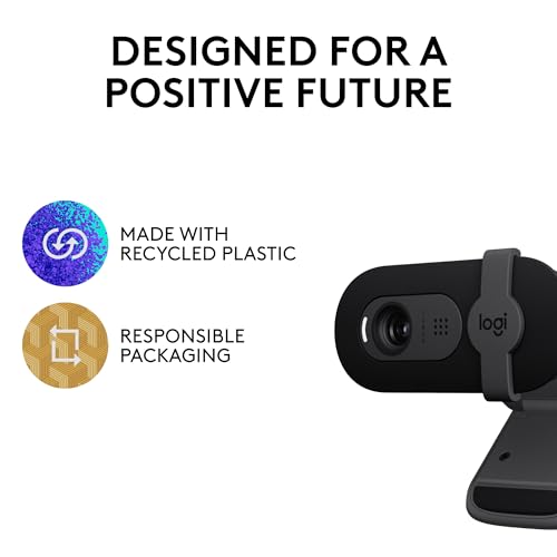 Logitech Brio 101 풀 HD 1080p 웹캠, 회의, 스트리밍, 데스크톱, 노트북, PC용 - 내장 마이크, 셔터, 줌, 마이크로소프트 팀, 닌텐도 스위치 2의 새로운 GameChat 모드, USB-A, 블랙, (4팩) - color: 블랙., size: 4 Pack, style: 1080p