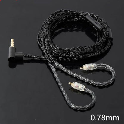 JCALLY Headphone Cable, Replacement wire Oxygen-Free Copper Upgrade 5N OFC Headphone Wire 8 Shares 0.78mm 2pin connector Earphone 3.5mm Wire with Microphone iem cable with microphone (Black 0.78mm) - size: Black 0.78mm