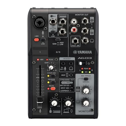 Yamaha AG03MK2 Black 6-Channel Live Streaming Loopback Mixer/USB Interface with Steinberg Software Suite - color: Black, style: AG03 MK2