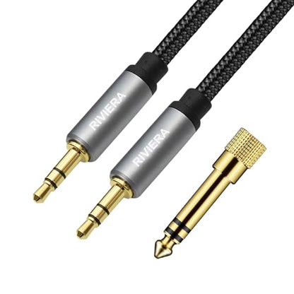 RIVIERA 20FT/6.0M Audio Cable 3.5mm 1/8" TRS to 3.5mm 1/8" TRS Braided Sheild Pure Copper Wire and 24K Gold Plated Low Noise Cable with Braided Nylon Jacket for Digital Players & Musical Instruments - color: Dual 1/8 TRS Black, size: 20FT/6.0M