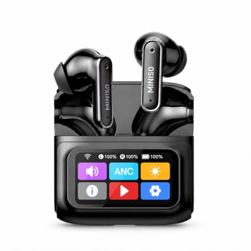 MINISO MS128 ANC Bluetooth 6.0 in-Ear Earbuds Touch Screen Charging Case - color: Black