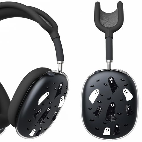 for AirPods Max Headphones Halloween Ear Covers for AirPods Max 2 | Cute Ghost Bat Clear Ear Cups Cover | Black Silicone Ear Pad Case Headband Cover for Apple AirPods Max 2/1 (2026/2024/2020) - color: Ghost E/Black