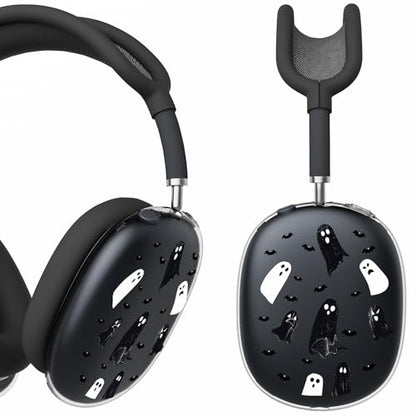 for AirPods Max Headphones Halloween Ear Covers for AirPods Max 2 | Cute Ghost Bat Clear Ear Cups Cover | Black Silicone Ear Pad Case Headband Cover for Apple AirPods Max 2/1 (2026/2024/2020) - color: Ghost E/Black