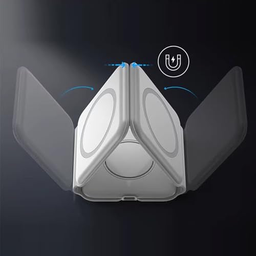 IHAO 3in1 Megnetic Attraction Wireless Charging Station Foldable Fast Charger for iPhone 15/14/13, iWatch & AirPods 15W Charging Stand with Strong Magnet Fold to Stand Multi-Device Safe Charging-White - color: 3in1 Wireless Charger K99 White