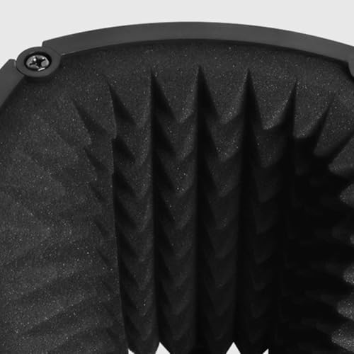 MAGICLULU Microphone Windshield Isolation Shield with Absorbent Foam, Small Three-panel Soundproof Mic Cover with Desktop Stand for Studio Recording and Vocal Noise Reduction