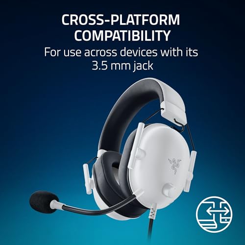 Razer BlackShark V2 X Wired PlayStation Gaming Headset, White - color: White, size: 3.5 mm (Pack of 1), style: PlayStation