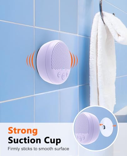 LENRUE Shower Speaker, Bluetooth Waterproof Speaker Wireless, Portable Speaker with Clear Loud Sound, Suction Cup, Lanyard, Ideas Gifts - color: Purple