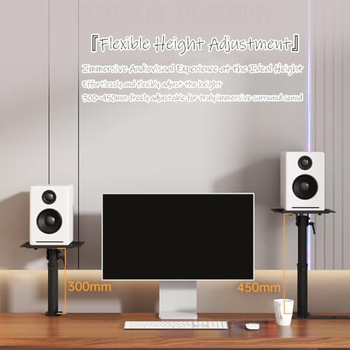Desktop Clamp-on Speaker Stands Height Adjustment and Tilt for Studio Computer Office